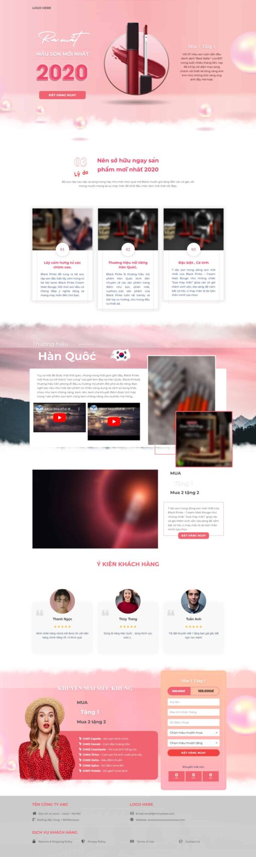 Theme wordpress lading pape giới thiệu son môi