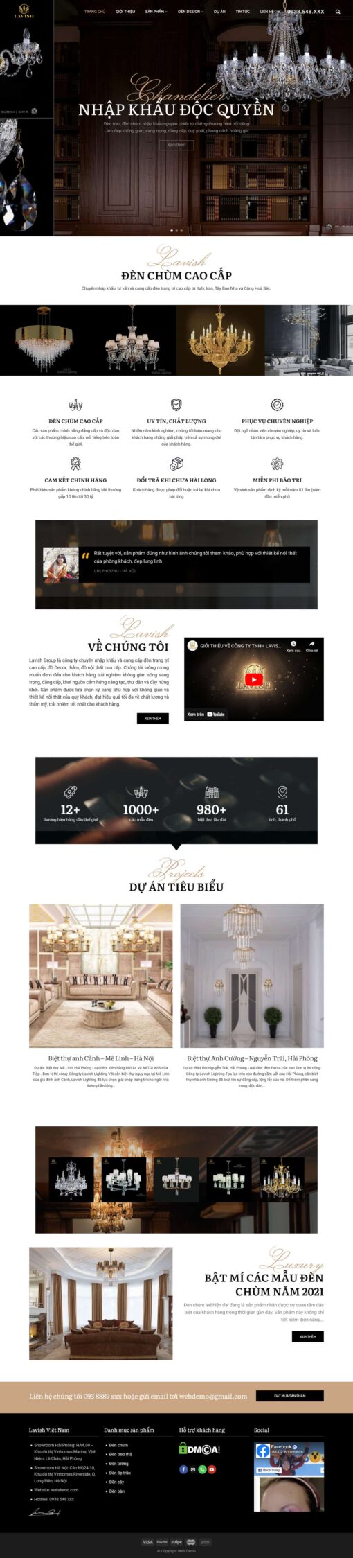 Theme wordpress shop bán đèn chùm